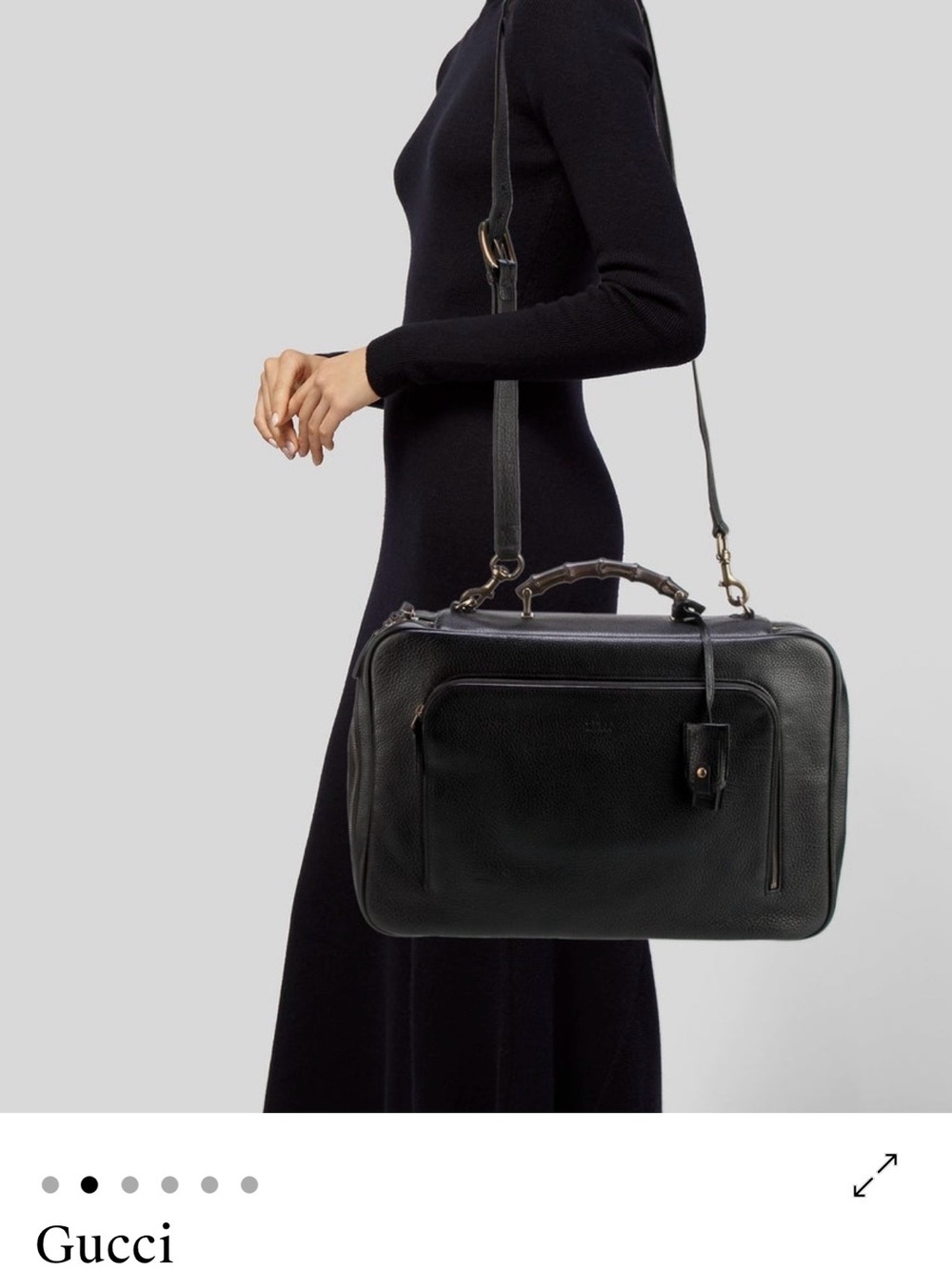 Gucci Black Leather Bag with Bamboo Top Handle - Picture 2 of 6